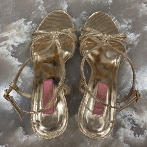 Lilly Pulitzer Gold Jubilee Snake Leather Sandal Heels